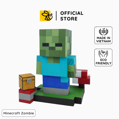 Mô Hình Gỗ Minecraft Zombie (Art Toy)