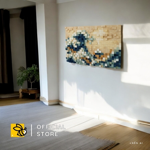 Tranh Pixel The Great Wave off Kanagawa (Blur)