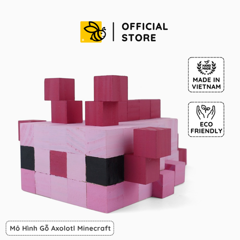 Mô Hình Gỗ Minecraft Axolotl Hồng size M (Bản Mới)