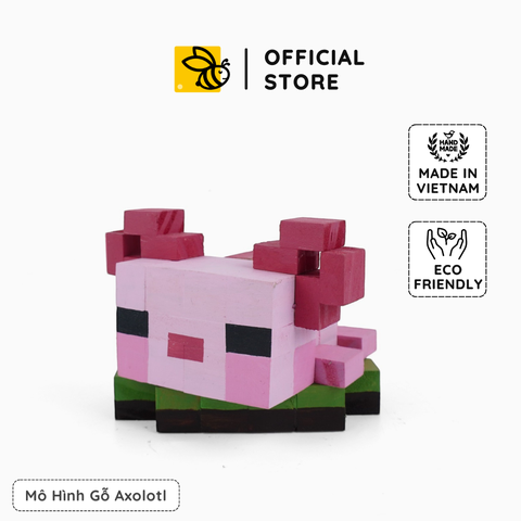 Mô Hình Gỗ Minecraft Axolotl Hồng (size s)