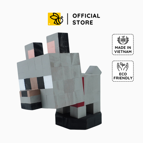 Mô Hình Gỗ Minecraft Wolf (Chó Sói)