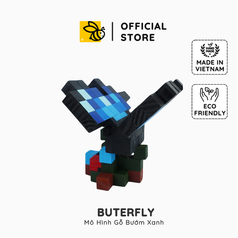 Mô Hình Gỗ Bướm Xanh (Art Toy)
