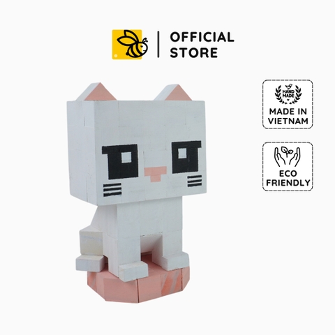 p5 - Mô Hình Gỗ Mèo Trắng
