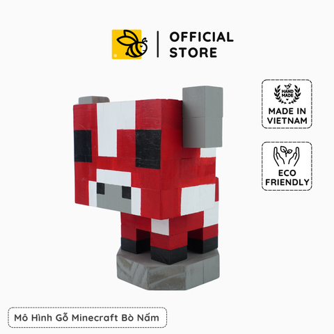 Mô Hình Gỗ Minecraft Mooshroom (size s)