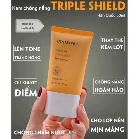 Kem chống nắng innisfree triple màu vàng Hàn Quốc