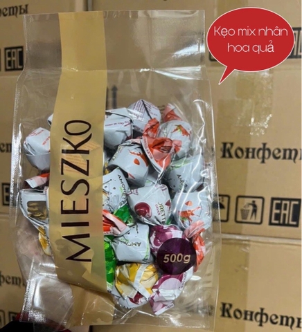 Kẹo socoola nhân rượu và nhân hoa quả Nga túi 500gr
