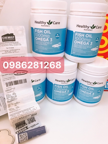 Dầu Cá Omega 3 Healthy Care Fish Oil 1000mg Của Úc, 400 viên