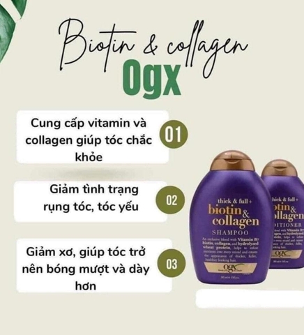 Bộ Gội Xả OGX Biotin & Collagen Làm Dày Tóc 2x385ml Biotin & Collagen Shampoo And Conditioner