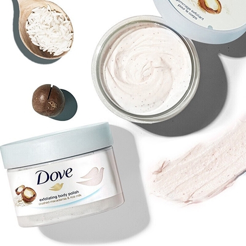 Tẩy Tế Bào Chết Toàn Thân Dove Exfoliating Body Polish Body Scrub Macadamia & Rice 225ml