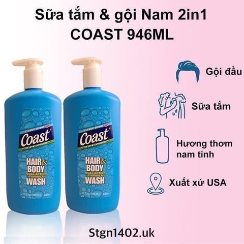 Dầu gội và sữa tắm 2-in-1 Coast Classic scent 946ml