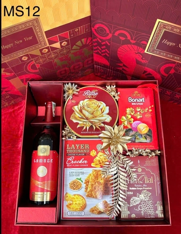 Hộp quà Tết tone đỏ MS12