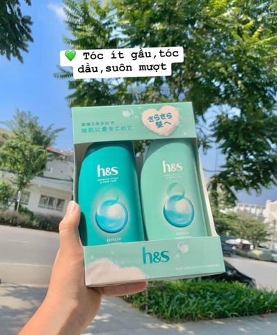 Cặp dầu gội xả HS Xanh lá 370ml
