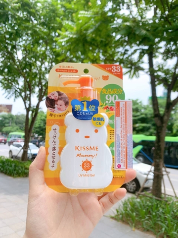 Sữa Chống Nắng, Dưỡng Ẩm Cho Em Bé Từ 6 Tháng Tuổi Chiết Xuất Thành Phần Thực Phẩm Kissme Mommy UV Sunscreen Mild Gel SPF 33 PA+++ 100ml