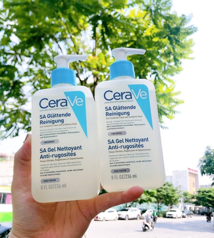 Sữa Rửa Mặt CeraVe SA Smoothing Cleanser - Cho Da Dầu Mụn, Khô, Nhạy Cảm 236ml (xanh dương)
