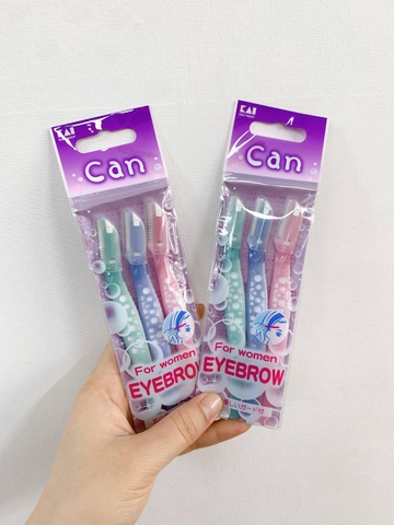 Set 3 Dao cạo lông mày KAI  Nhật Bản - kèm nắp đậy