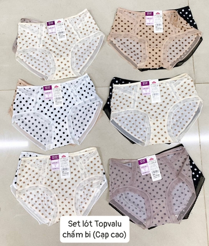 Quần lót chấm bi cạp cao sét 2 chiếc hàng Nhật Bản