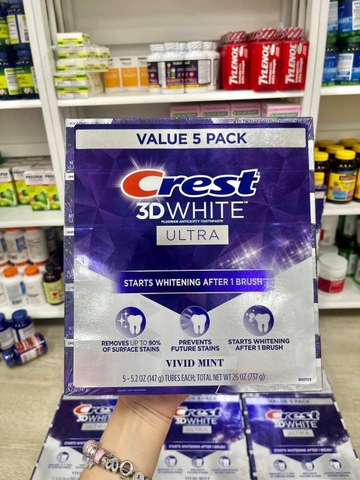 Kem đánh răng Crest Mỹ 3D white tím