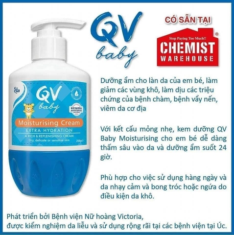 Kem dưỡng ẩm QV Baby 250gr Úc