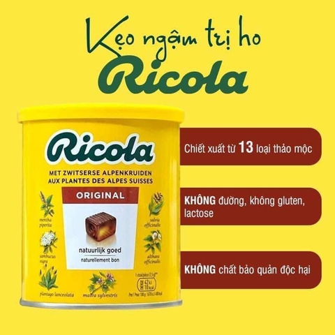 Kẹo ngậm Thảo Dược Giảm Ho Khàn Giọng Ricola Đức 250gr
