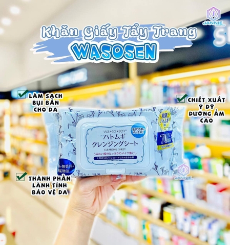 Khăn giấy ướt tẩy trang Hatomugi Wasosen 70 tờ