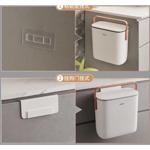 Thùng rác 10L ECOCO thông minh treo tủ bếp, nhà vệ sinh chống mùi, côn trùng E2236