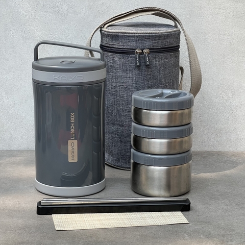 Hộp cơm giữ nhiệt 2in1 của Kaiyo hàng Nhật Bản