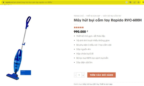 Máy hút bụi mini cầm tay Rapido RVC-600H