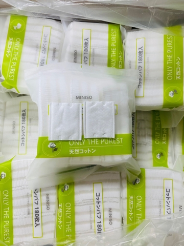 Bông tẩy trang Miniso Nhật Bản túi 180 miếng
