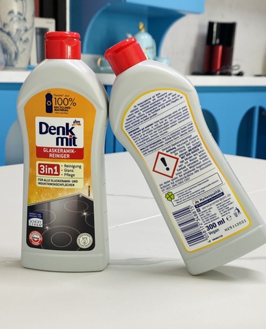 Dung dịch vệ sinh mặt kính bếp từ hồng ngoại Denkmit 3 in 1 hàng Đức 300ml