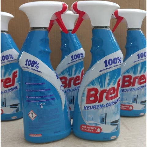 Xịt vệ sinh nhà bếp Bref Alcohol 750ml màu xanh biển