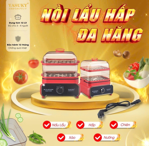 Nồi lẩu hấp đa năng 2 tấng YASUKY 4L