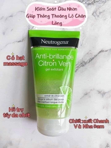 Sữa rửa mặt và tẩy da chết Neutrogena tinh chất chanh xanh hàng Pháp