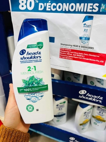 Dầu gội Head and Shoulder - Bản Pháp chai 580ml hương bạc hà