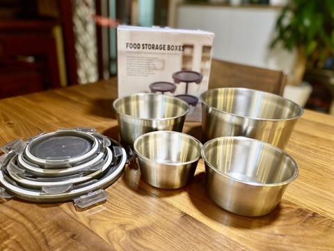 SET 4 HỘP ĐỰNG THỨC ĂN BẰNG INOX 304 CỠ LỚN CÓ NẮP ĐẬY FSB01