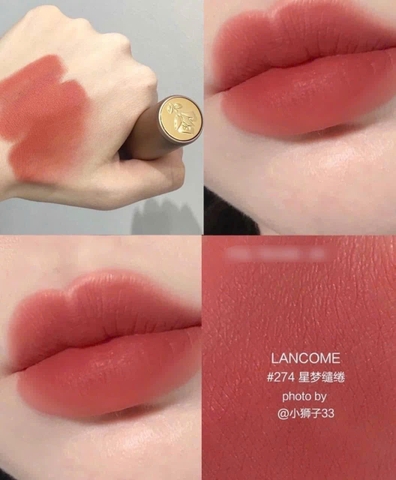 Son Lancome 274 Drama Mattle cam trà sữa mini unbox