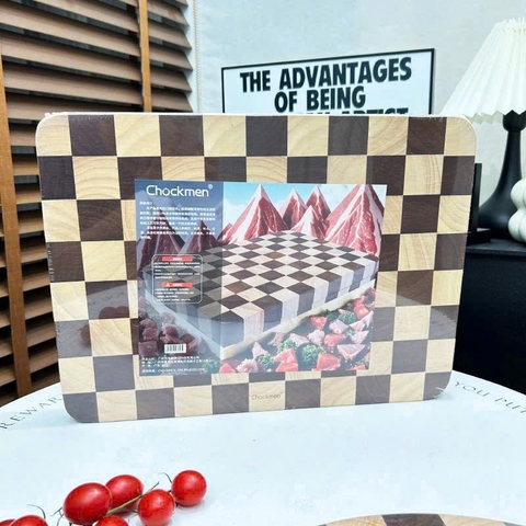 Thớt gỗ Teak hoạ tiết caro Chockmen - CKM256