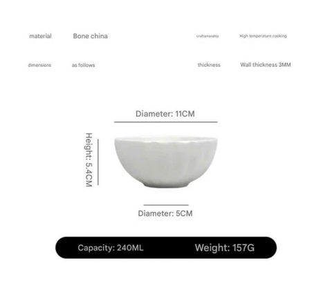 Hộp 6 bát sứ xương cao cấp 11cm - CKM192