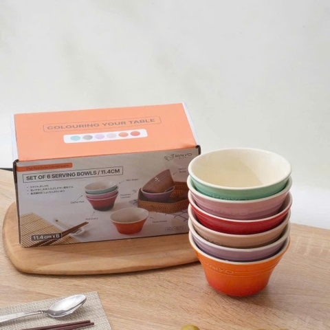 Bộ 6 bát cơm gốm sứ cầu vồng Kaiyo - size 11.4cm (mã KCC-5073)