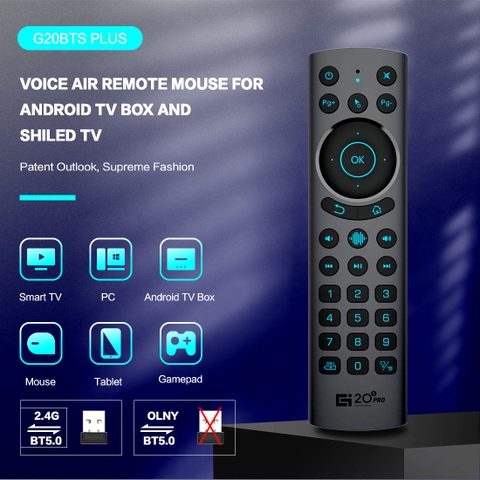 [G20S PRO BT] Điều khiển từ xa/Remote TV/chuột bay, 2 chế độ Bluetooth + 2.4G Wireless, trợ lý giọng nói, đèn nền