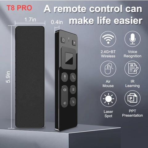 [T8 PRO] Remote/Chuột bay kết nối 2 chế độ 2.4G và Bluetooth, pin sạc tích hợp tiện lợi