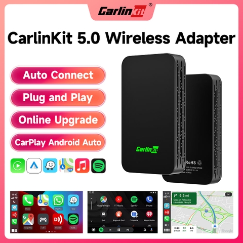 [Carlinkit 5.0 2air] Bộ chuyển đổi kết nối Apple Carplay + Android Auto có dây thành không dây cho xe ô tô thế hệ thứ 5 (mới nhất)