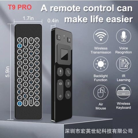 [T9 PRO] Remote/Chuột bay kết nối 2 chế độ 2.4G và Bluetooth, pin sạc tích hợp tiện lợi