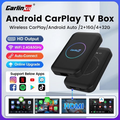 Android box/Apple carplay/Android auto không dây Carlinkit Tbox Lite S thế hệ mới (04/2025), hỗ trợ xem Youtube, Netfilx
