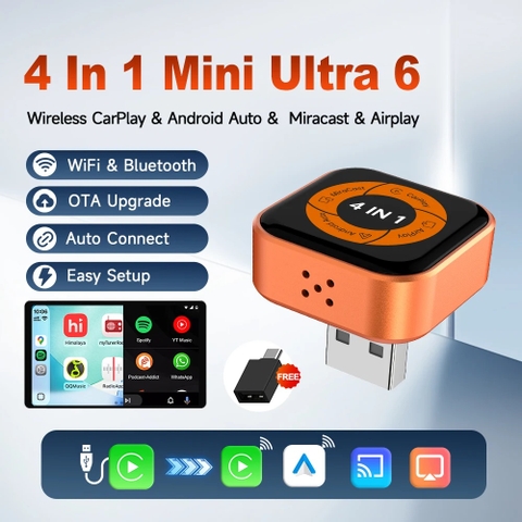 Đầu cắm dạng USB, kết nối bluetooth giữa điện thoại & màn hình carplay và android, model: AutoKit Link CCA Ml Ultra, hiệu Carlinkit - Mini Ultra6