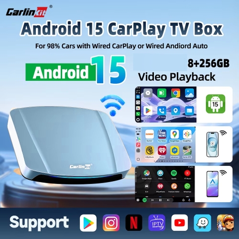 Android box ô tô Carlinkit Tbox Ultra 5G, Chip Qualcomm SM6350, Android 15, 8GB+256GB