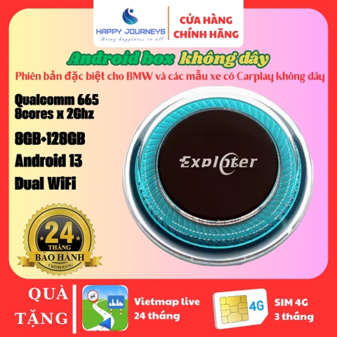 Android box không dây cho xe BMW, chip Snapdragon 665 8 nhân, RAM 8GB/ROM 128GB, cổng HDMI