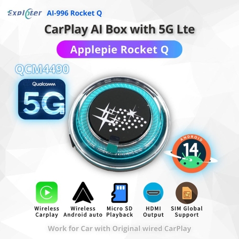 Android Box Exploter Rocket Q, Chip QCM4490, Mạng 5G  Global, Android 14, HDMI, RAM 8GB ROM 128GB
