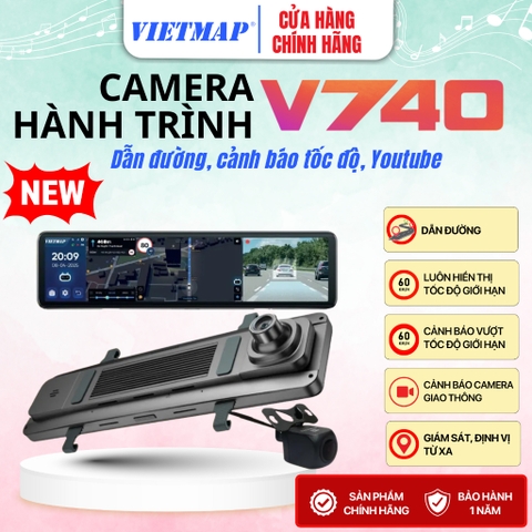 CAMERA HÀNH TRÌNH GƯƠNG VIETMAP V740 – THẾ HỆ MỚI 2025