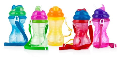 Bình uống nước ống hút kèm dây đeo, dung tích 420ml.