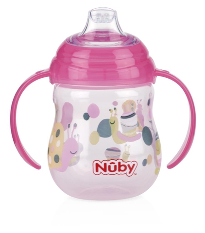 Bình uống nước mỏ vịt Silicone, 360 độ, 2 tay cầm dung tích 270ml.
